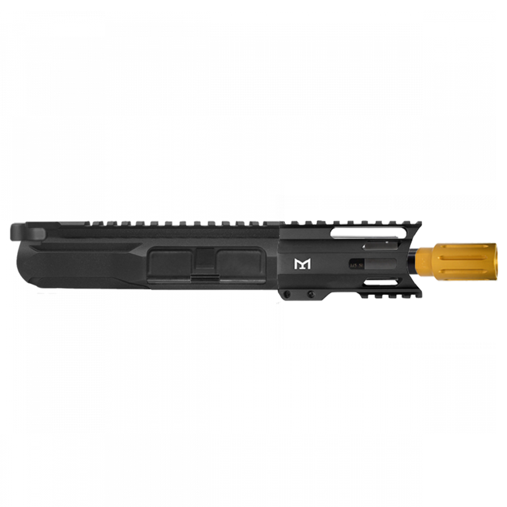 AR-15 5.56 NATO 5'' PISTOL - BILLET UPPER WITH 4'' HANDGUARD OPTIONS- GOLD MUZZLE BRAKE- UPPER ASSEMBLY